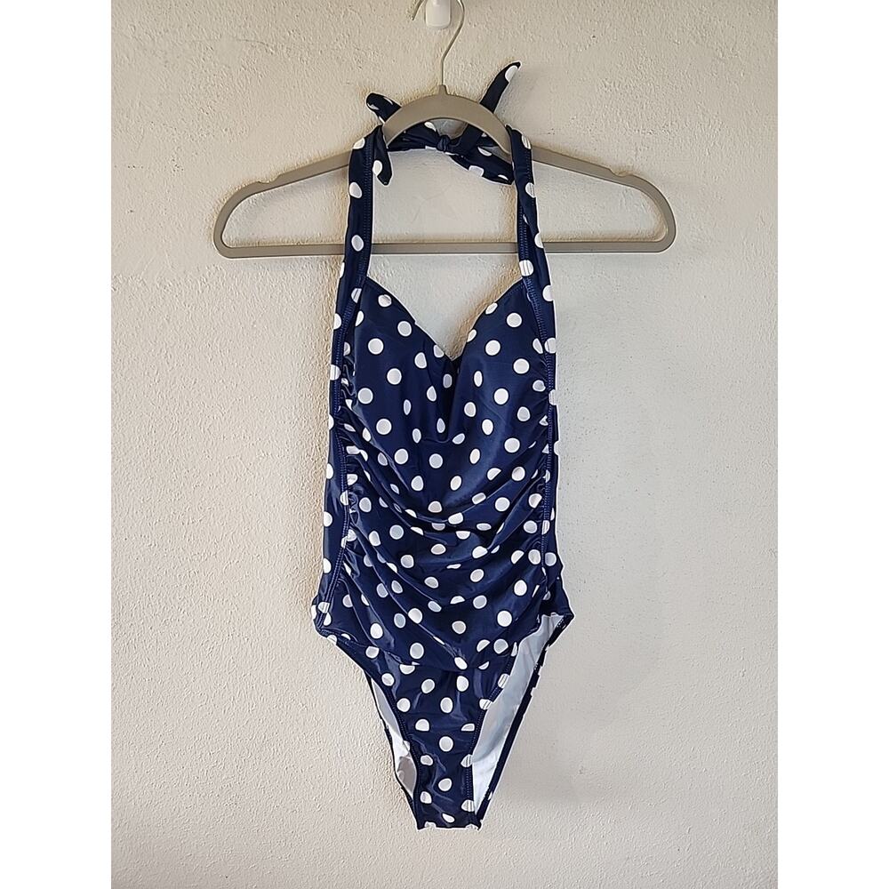 Meet Curve Polka Dot Summer Colorful L large One Piece Halter Top